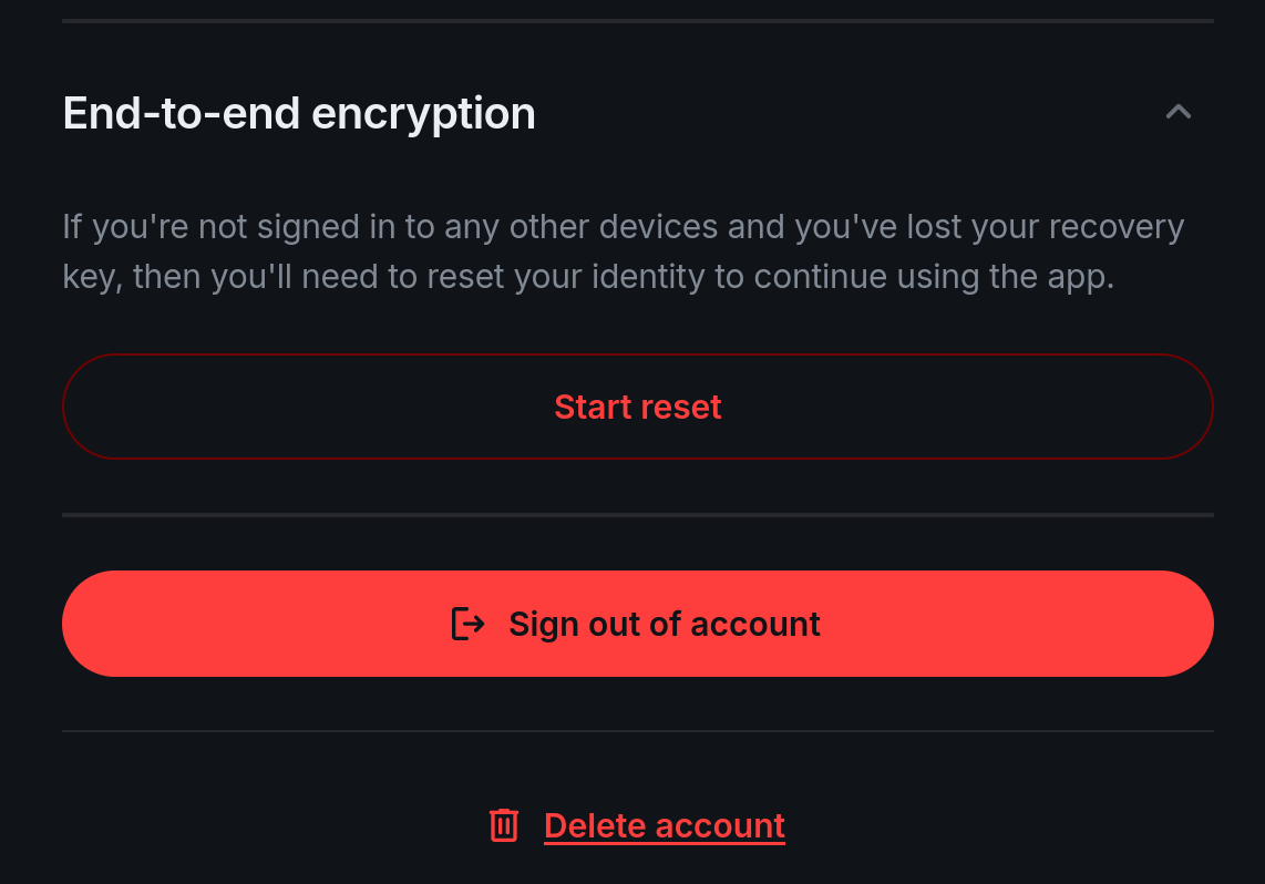Reset your cryptographic identity at
                  login.synapse.mssj.me